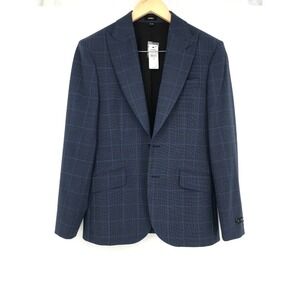 EXPRESS Mens Navy Blue Plaid Extra Slim Fit Blazer Sport Coat Size 36S